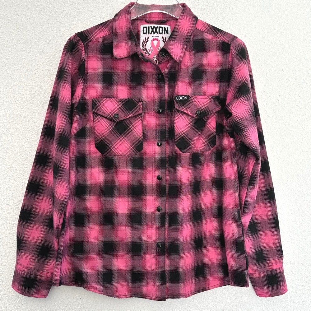 Dixxon Flannel Company Survivor Flannel Shirt Women Medium Pink Breast Cancer